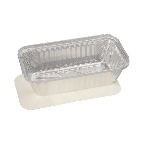 Schalen Alu + Einlegedeckel, PE-beschichtet eckig 0,7 l 4,9 cm x 10,3 cm x 19,5 cm - 50 Stück