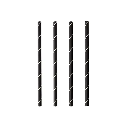 Cocktail Trinkhalme, Papier Ø 7 mm · 15 cm schwarz/weiss "Stripes"