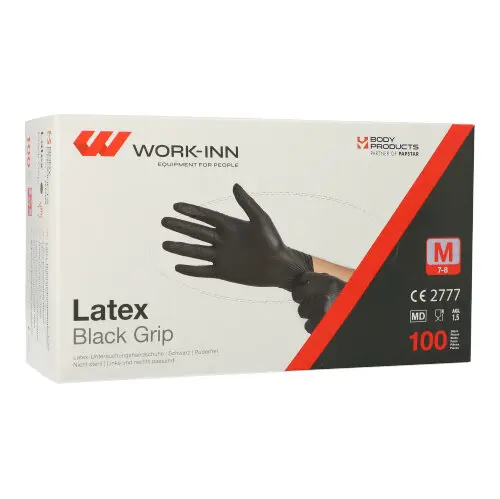 Handschuhe Latex puderfrei "Black Grip" schwarz "WORK-INN/PS"
