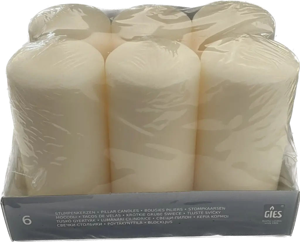 Stumpenkerze champagner 130x58 mm 6er Pack