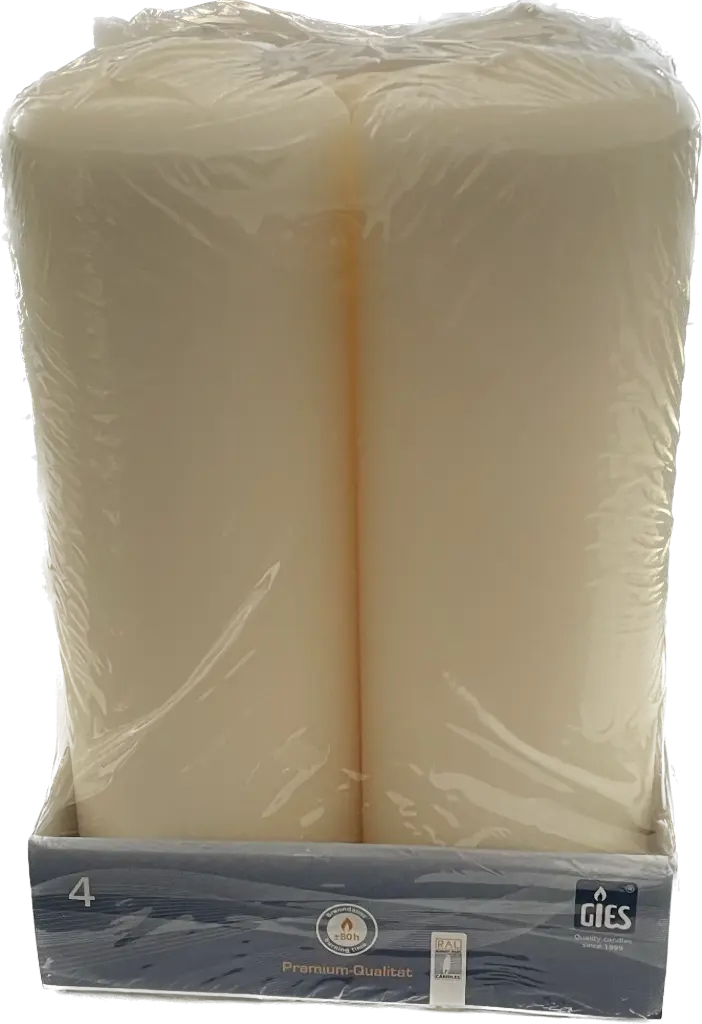 Stumpenkerze champagner 200x68 mm 4er Pack - Restposten