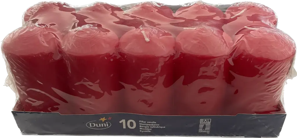 Stumpenkerze rot 100x50 mm 10er Pack - Restposten