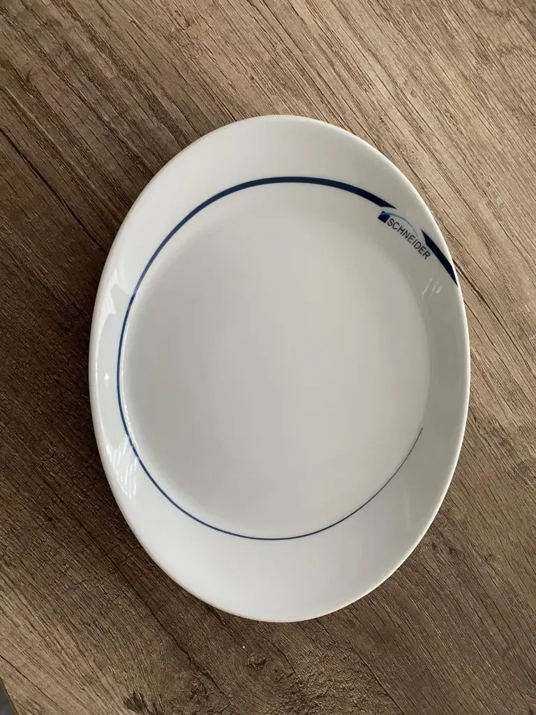 Kuchenteller 22 cm oval Logo Schneider - Restposten   
