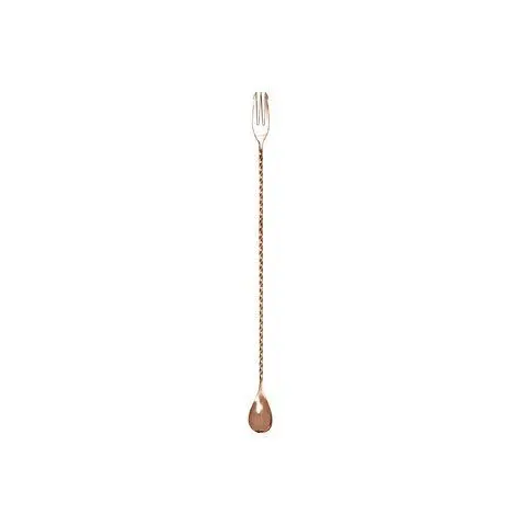 Barlöffel / Cocktaillöffel  mit Gabel 50 cm Edelstahl kupferfarben   