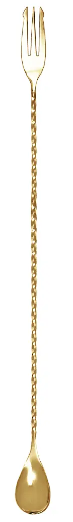 Barlöffel / Cocktaillöffel  mit Gabel 30 cm Edelstahl goldfarben