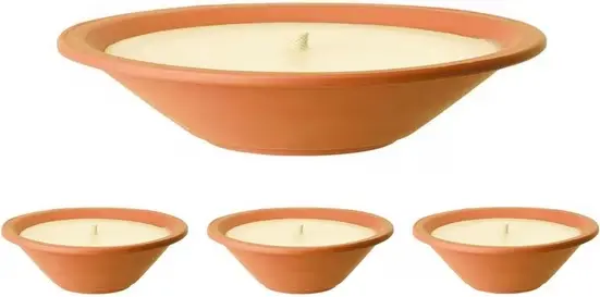 Gartenkerze champagner 23x 7 cm in Terracotta Schale - Restposten