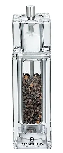 Pfeffermühle mit Salzstreuer 16 cm Acryl eckig Modell Solingen -Zassenhaus