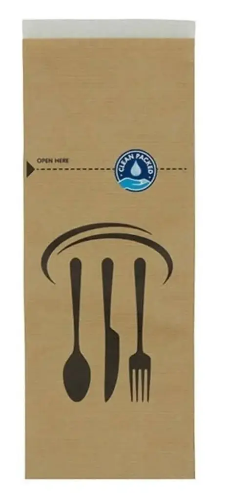 Bestecktaschen 26 cm x 10 cm braun mit Motivdruck, selbstklebend 2000 Stück