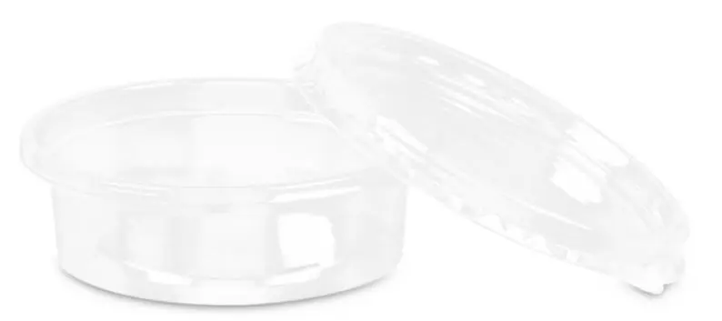 PP-Dressingbecher 50 ml Ø 70,3 mm mit Deckel klar  100 Stück - Restposten