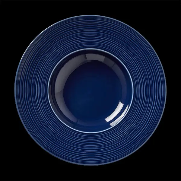 Teller tief 28,5 cm  Fahne Concorde Vollglasur blau 