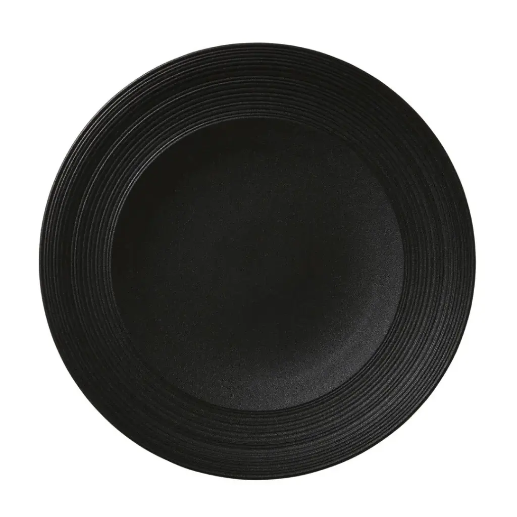 Teller flach Fahne 28cm  Concorde Vollglasur schwarz / Noir 