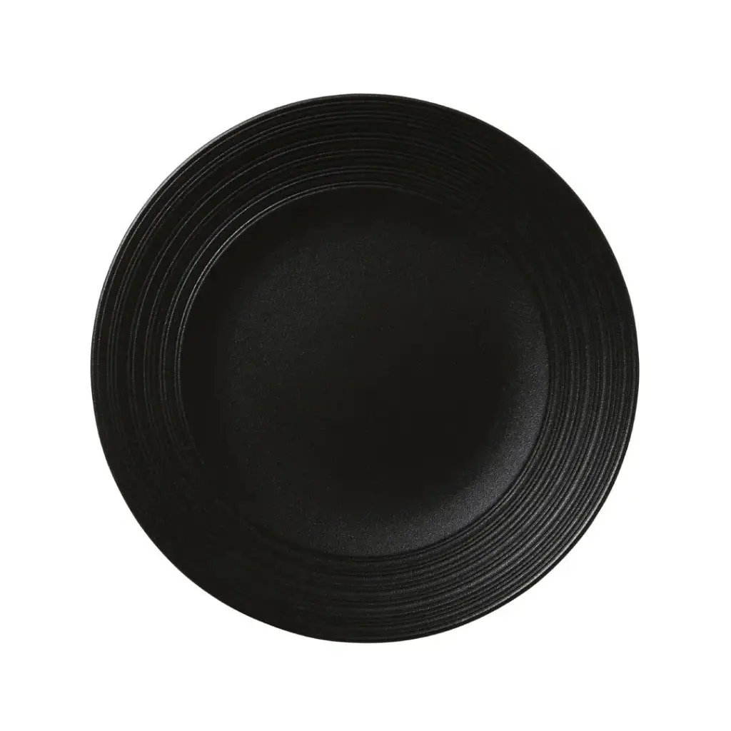 Teller flach Fahne 25.5cm Concorde Vollglasur schwarz / Noir