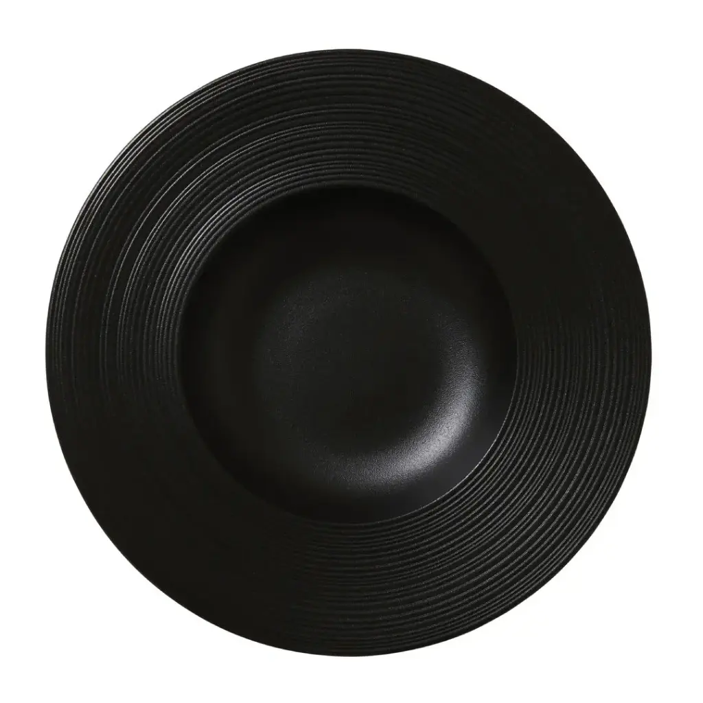 Pastateller tief Fahne  28.5cm 34.75cl Concorde Vollglasur schwarz / Noir