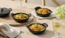 Mini-Cocotte flach rund 13 cm mit Deckel Gourmand aus Gusseisen schwarz - 1 Stück