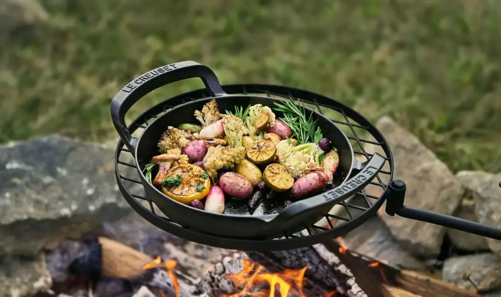 Grillpfanne rund 25 cm BBQ Outdoor aus Gusseisen schwarz - Restposten
