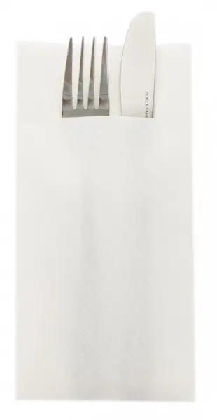 Besteckserviette AIRLAID 40 x 40 cm 1/8 Falz weiß - 75 Stück  