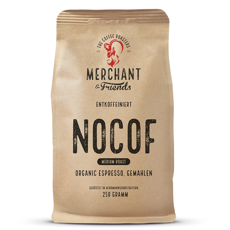 Kaffee - Merchant's NOCOF - medium roast – entkoffeiniert - Espresso Mischung - 250g ganze Bohne   
