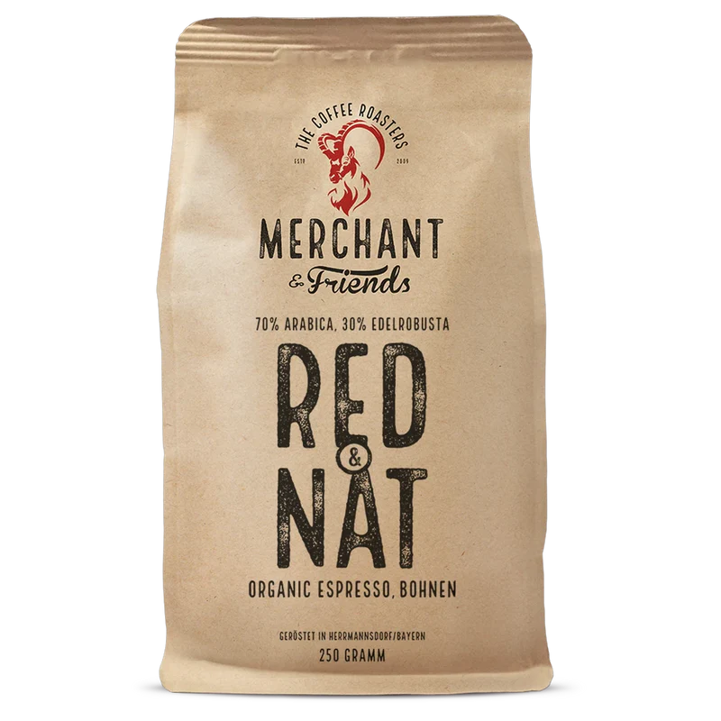 Kaffee - Merchant's RED & NAT – Espresso Mischung - 1000g ganze Bohne   