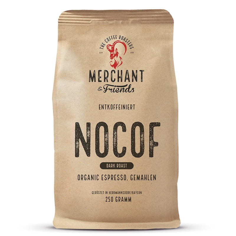 Kaffee - Merchant's NOCOF - dark roast – entkoffeiniert - Espresso Mischung - 250g ganze Bohne  