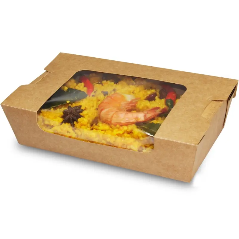 Food Box View 1000 ml braun mit Klappdeckel und Sichtfenster - 300 Stück 