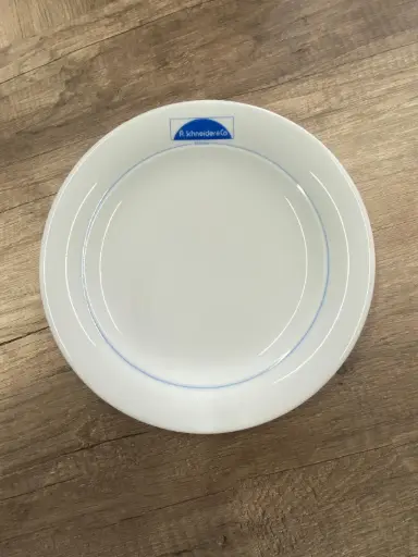 [PR/01813] Speiseteller 25 cm rund Logo Schneider - Restposten    