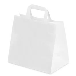 [PR/03434] Tragetasche weiß mit breitem Boden Konditortasche 70g/m²