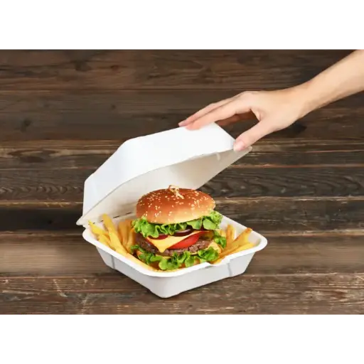 [PR/05978] Burger Box weiß Gr. L aus Bagasse 200 Stück