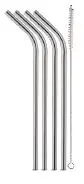 [PR/03988] Trinkhalme 240 mm angewinkelt 4er Set Edelstahl + Bürste