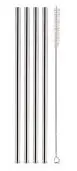 [PR/03989] Trinkhalme 240 mm gerade 4er Set Edelstahl + Bürste