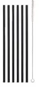 [PR/02008] Glas Trinkhalme 240 mm 6er Set schwarz + Bürste
