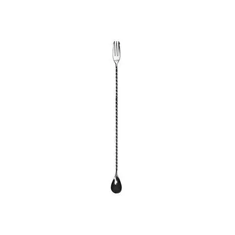 [PR/00124] Barlöffel / Cocktaillöffel  mit Gabel 30 cm Edelstahl schwarz
