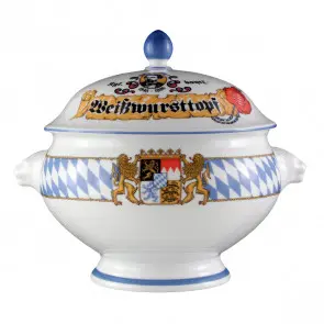 [PR/02295] Löwenkopfterrine 3 l mit Deckel Bayern-Serie 