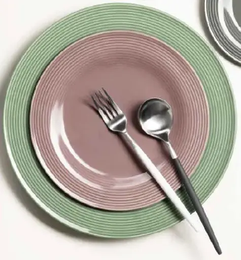 Teller flach Fahne 23 cm mit Relief BEAT Color Glaze    