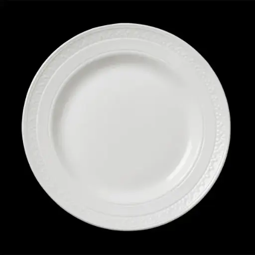 [PR/06888] Teller flach 25,5 cm Fahne BEAD weiß Accent 