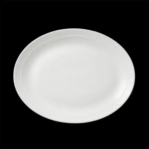 [PR/06900] Platte oval 34,25 cm cm Fahne BEAD weiß Accent