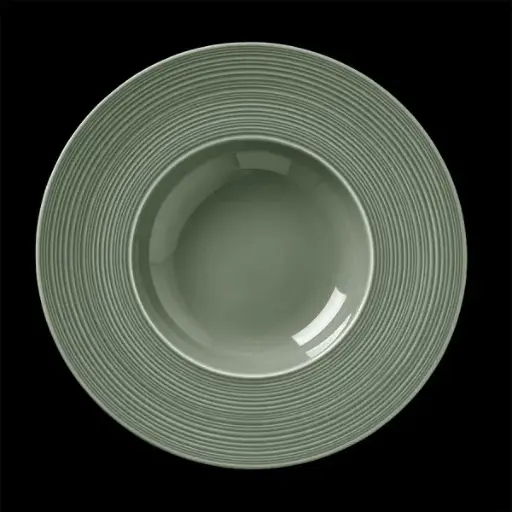 [PR/03118] Teller tief 28,5 cm  Fahne Concorde Vollglasur grün 