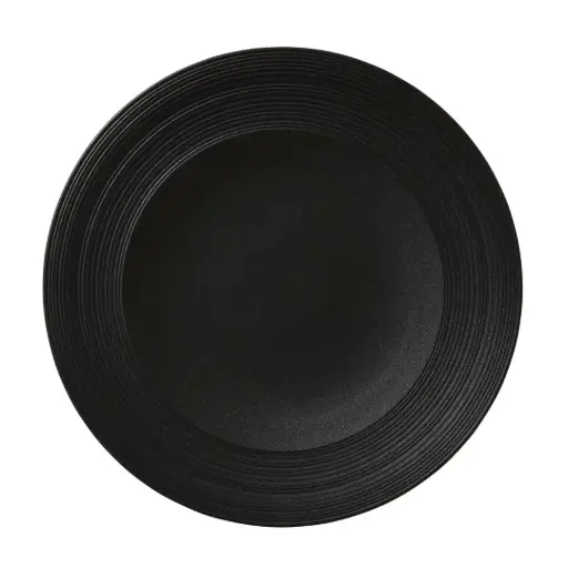 [PR/04016] Teller flach Fahne 28cm  Concorde Vollglasur schwarz / Noir 