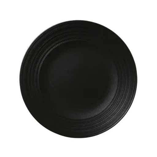 [PR/04017] Teller flach Fahne 25.5cm Concorde Vollglasur schwarz / Noir
