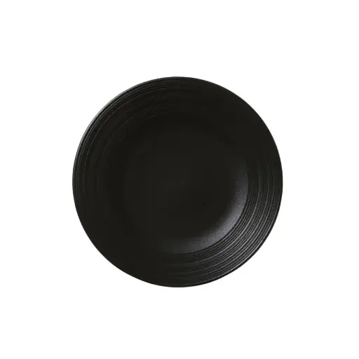[PR/04019] Teller flach Fahne 20.25cm Concorde Vollglasur schwarz / Noir