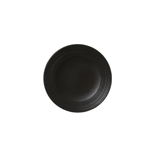 [PR/04020] Teller flach Fahne 15.25cm Concorde Vollglasur schwarz / Noir