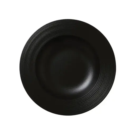 [PR/04023] Teller tief Fahne 24cm 31cl Concorde Vollglasur schwarz / Noir