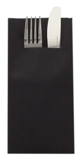 [PR/04176] Besteckserviette AIRLAID 40 x 40 cm 1/8 Falz schwarz - 75 Stück  