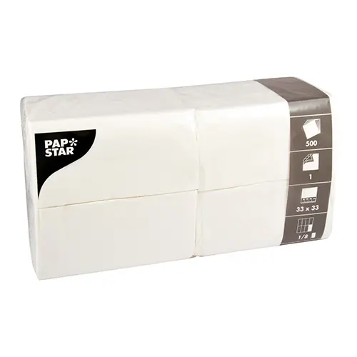 [PR/00888] Servietten 1-lagig 1/8-Falz 33 cm x 33 cm weiss