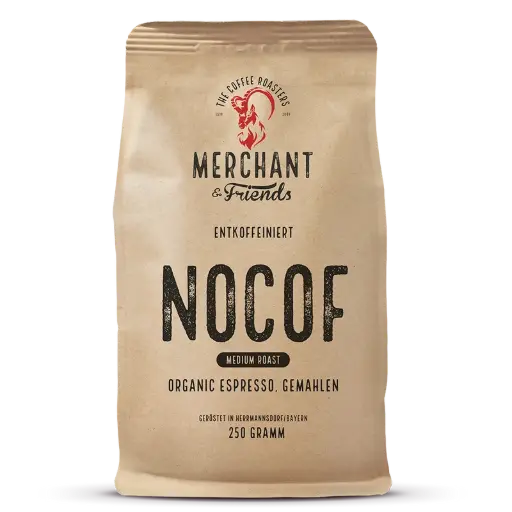 [PR/04290] Kaffee - Merchant's NOCOF - medium roast – entkoffeiniert - Espresso Mischung - 250g ganze Bohne   