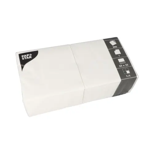 [PR/00918] Servietten 2-lagig 1/4-Falz 33 cm x 33 cm weiß