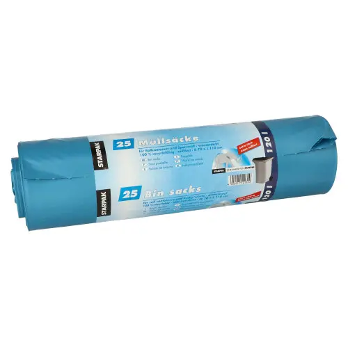 [PR/00904] Müllsäcke 120 l LDPE 110 cm x 70 cm blau extra stark und extra reißfest
