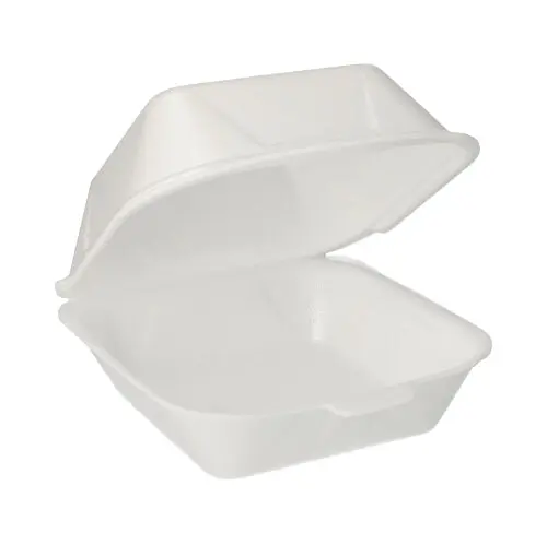 [PR/00929] Hamburger-Boxen mit Klappdeckel, XPS 8 cm x 14,5 cm x 15,5 cm weiss 125 Stück