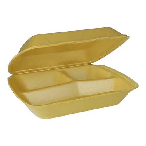 [PR/00932] Menüboxen mit Klappdeckel, XPS 3-geteilt 7,5 cm x 24,3 cm x 20,8 cm gold