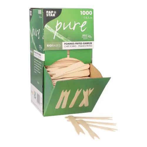 [PR/00936] Pommes-Frites-Gabeln, Holz "pure" 8,5 cm