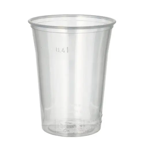 [PR/00954] Trinkbecher, PS 0,4 l Ø 9,5 cm · 12 cm klar mit Schaumrand